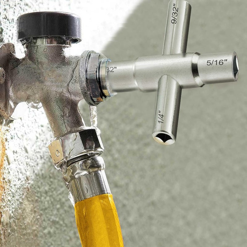 Hanpex 4-Way Sillcock Key Wrench, 1/4", 9/32", 5/16", 11/32", Fits Most Sillcock, Stopcock, Water Spigots, Wall-hydrant, Control Cabinet and Valves - Image 4